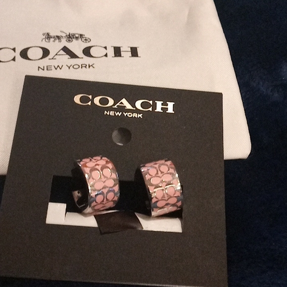 COACH Earrings Pink & Sliver - Picture 1 of 1